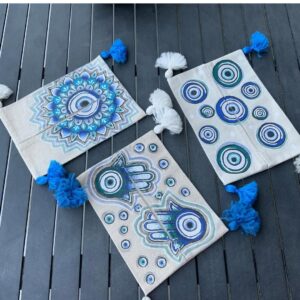 Hand painted Kleenex cover made out of fine linen fabric