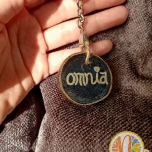 Wood trunk keychain with name