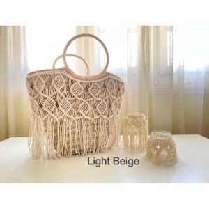 Stunning beach bag made from natural straw, handcrafted macramé