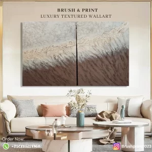 Unique set of 2 textured wall art with acrylic painting on wood without frame