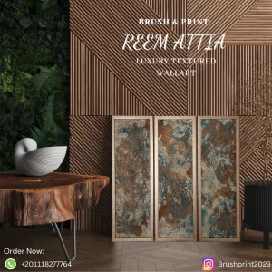 Unique set of 3 framed textured wall art with acrylic painting on wood